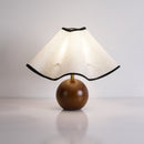 Wood Base Desk Lamp with Linen Shade and Plug
