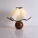 Wood Base Desk Lamp with Linen Shade and Plug