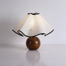 Wood Base Desk Lamp with Linen Shade and Plug