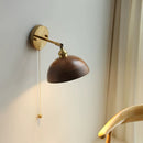 Vintage Wood Wall Lamp Brass Walnut Sconce Light