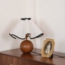 Wood Base Desk Lamp with Linen Shade and Plug