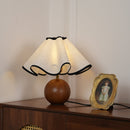 Wood Base Desk Lamp with Linen Shade and Plug
