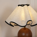 Wood Base Desk Lamp with Linen Shade and Plug
