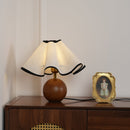 Wood Base Desk Lamp with Linen Shade and Plug