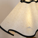 Wood Base Desk Lamp with Linen Shade and Plug