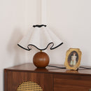 Wood Base Desk Lamp with Linen Shade and Plug
