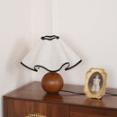 Wood Base Desk Lamp with Linen Shade and Plug